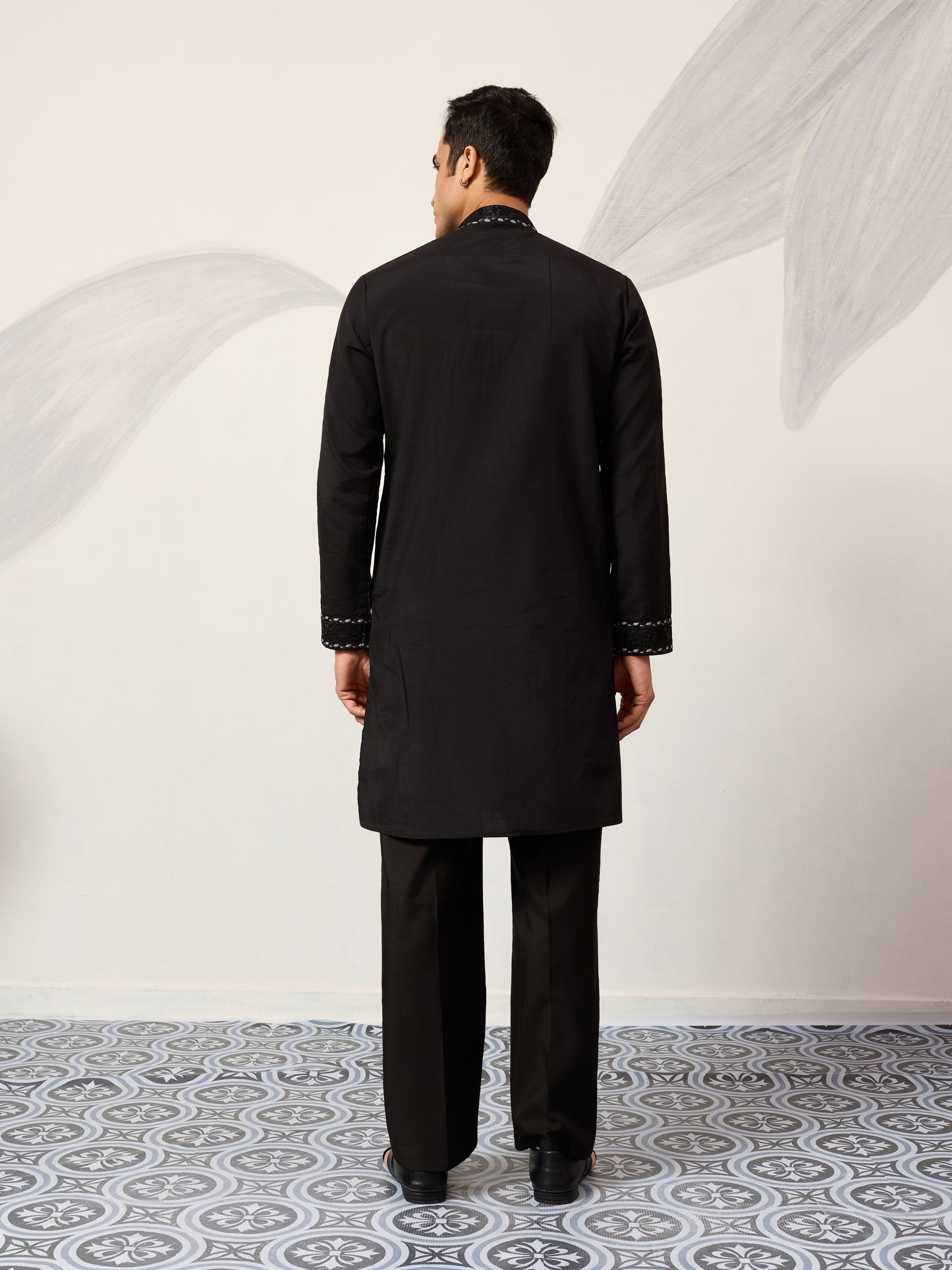 Black Stylish Trending Kurta with Dupatta for Mens Wear