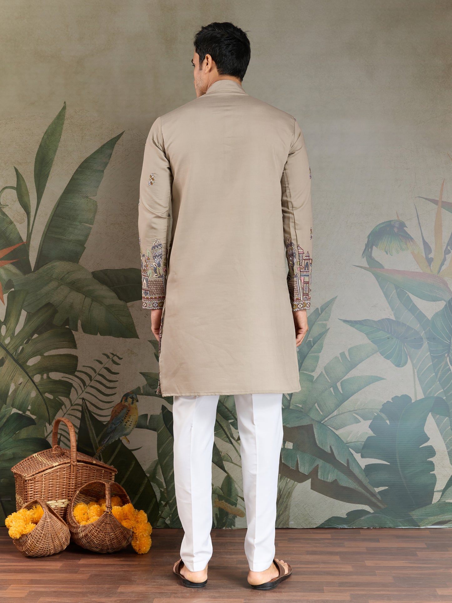 Premium Ivory Color Embroidered Kurta with Pajama Set for Men