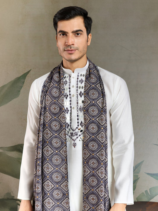Simple & Stylish White Kurta with Dupatta for Men