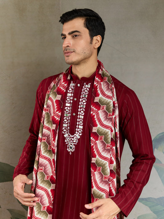 Designer Red Kurta with Dupatta for Festive Look