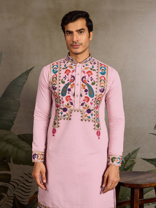 Pink Stylish Traditional Kurta for Mens Wear
