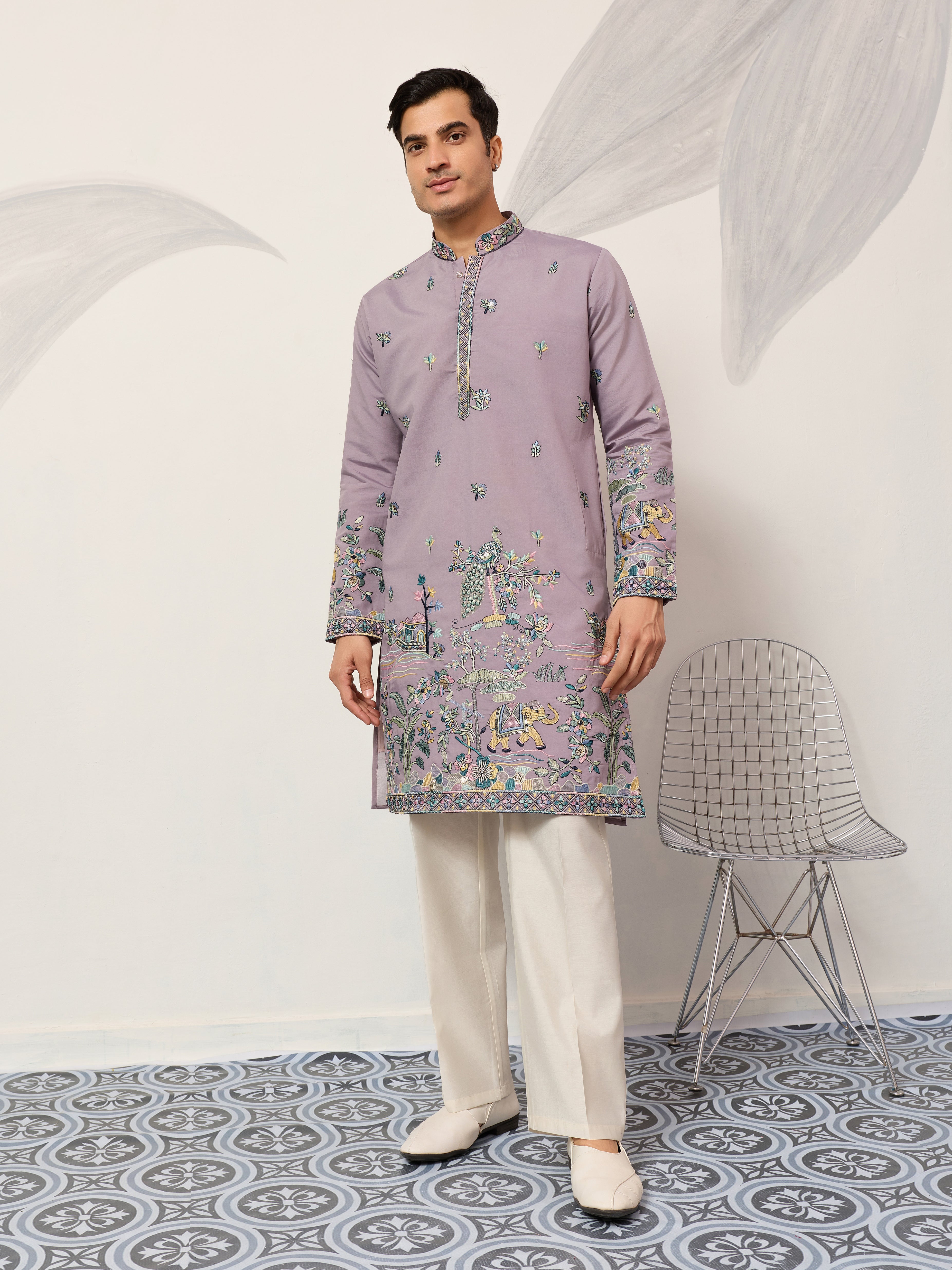 Traditional Purple Wedding Kurta for Mens Wear