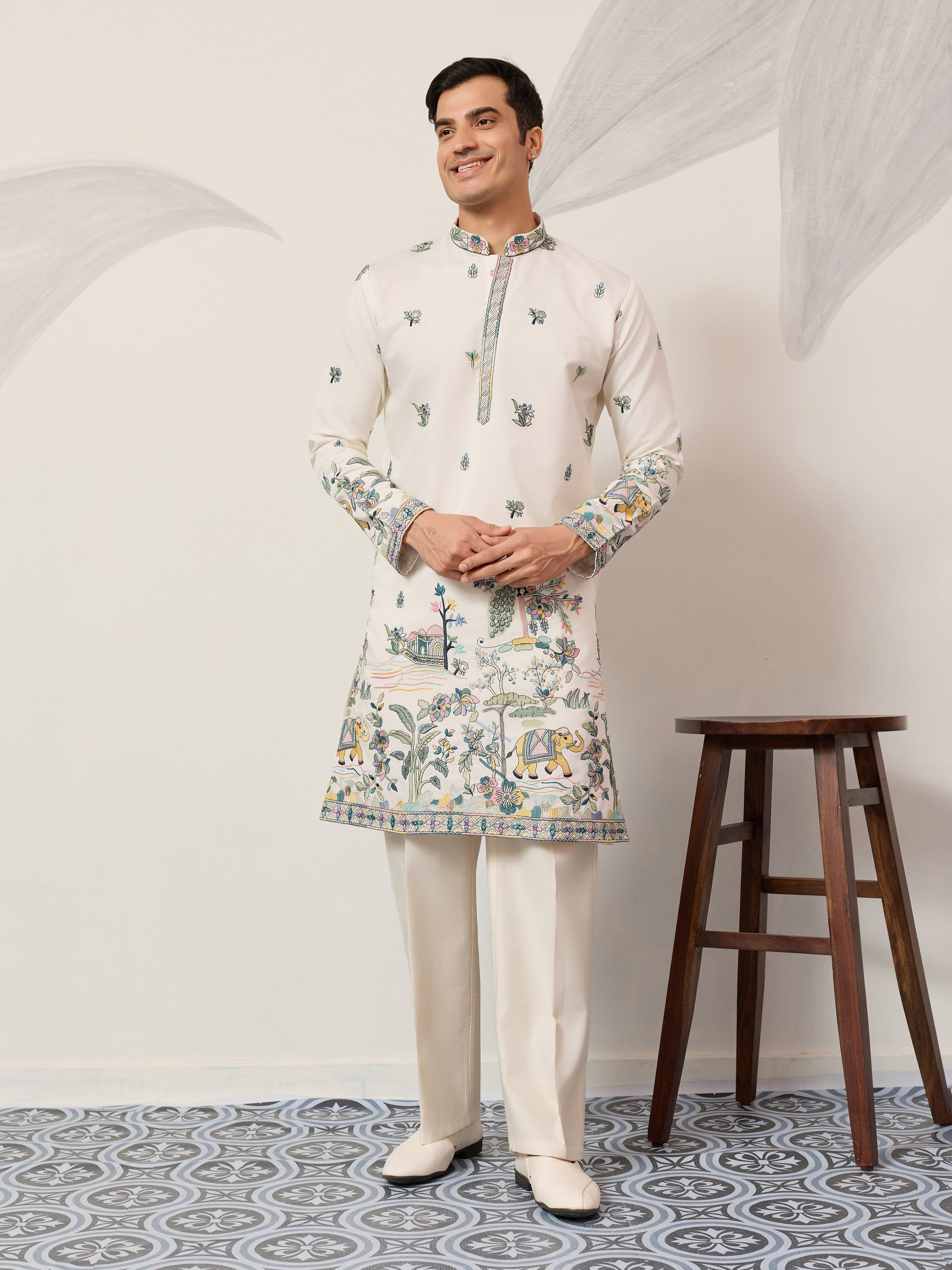 Luxury White Kurta for Indian Wedding Mens Wear