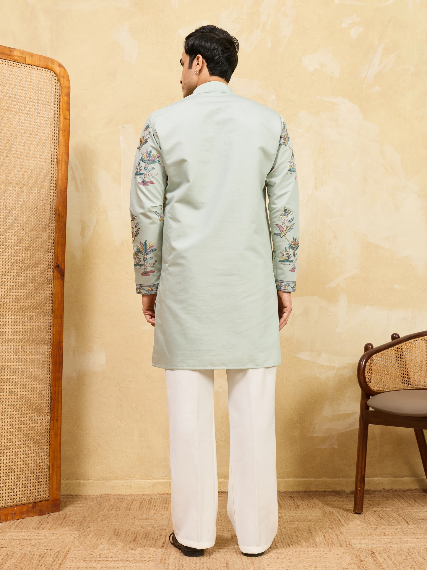 Elegant Light Green Viscose Silk Kurta & Pant Set for Festive Occasions