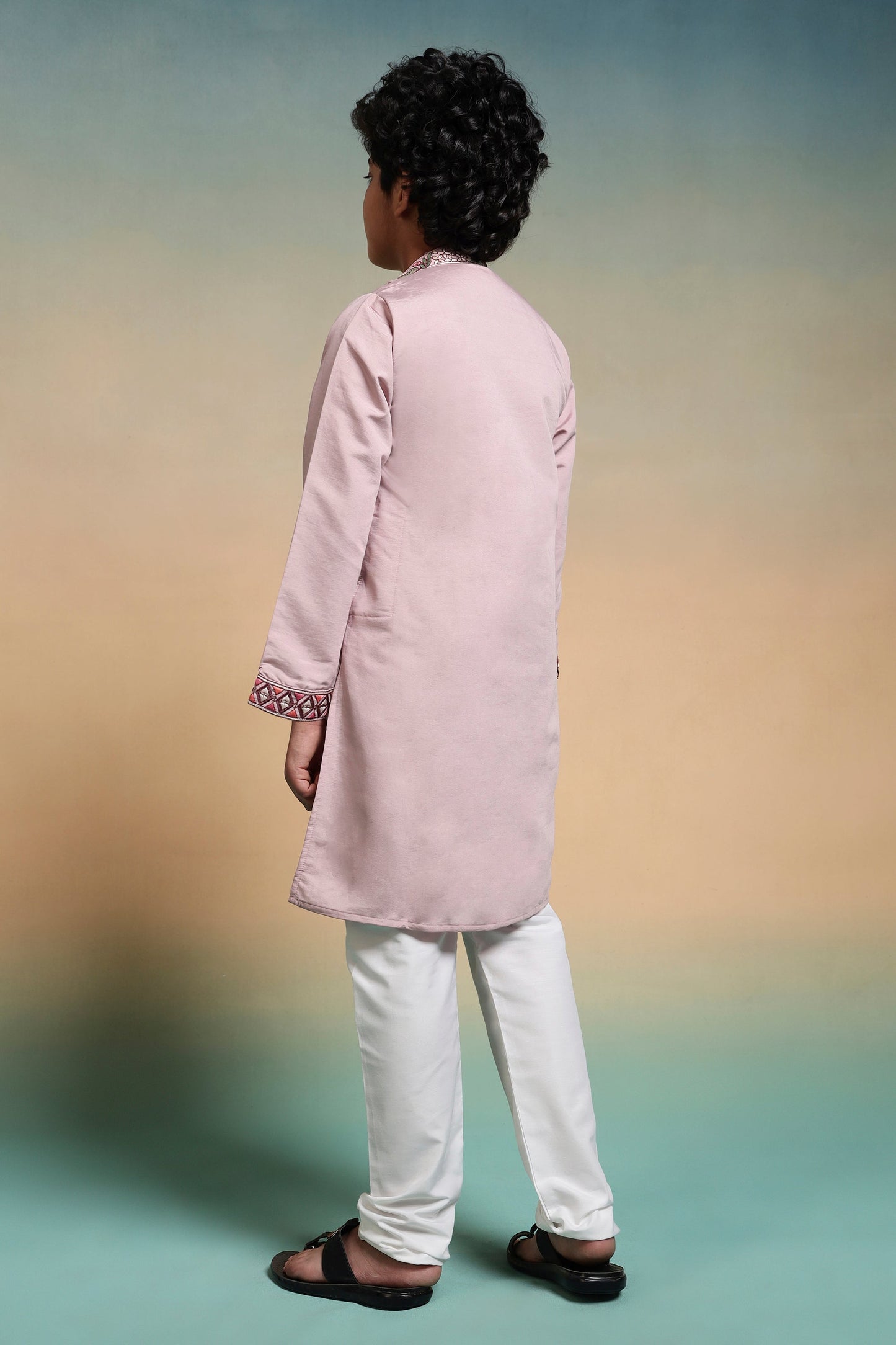 Luxury Pink Viscose Silk Embroidered Kurta Set For Festival