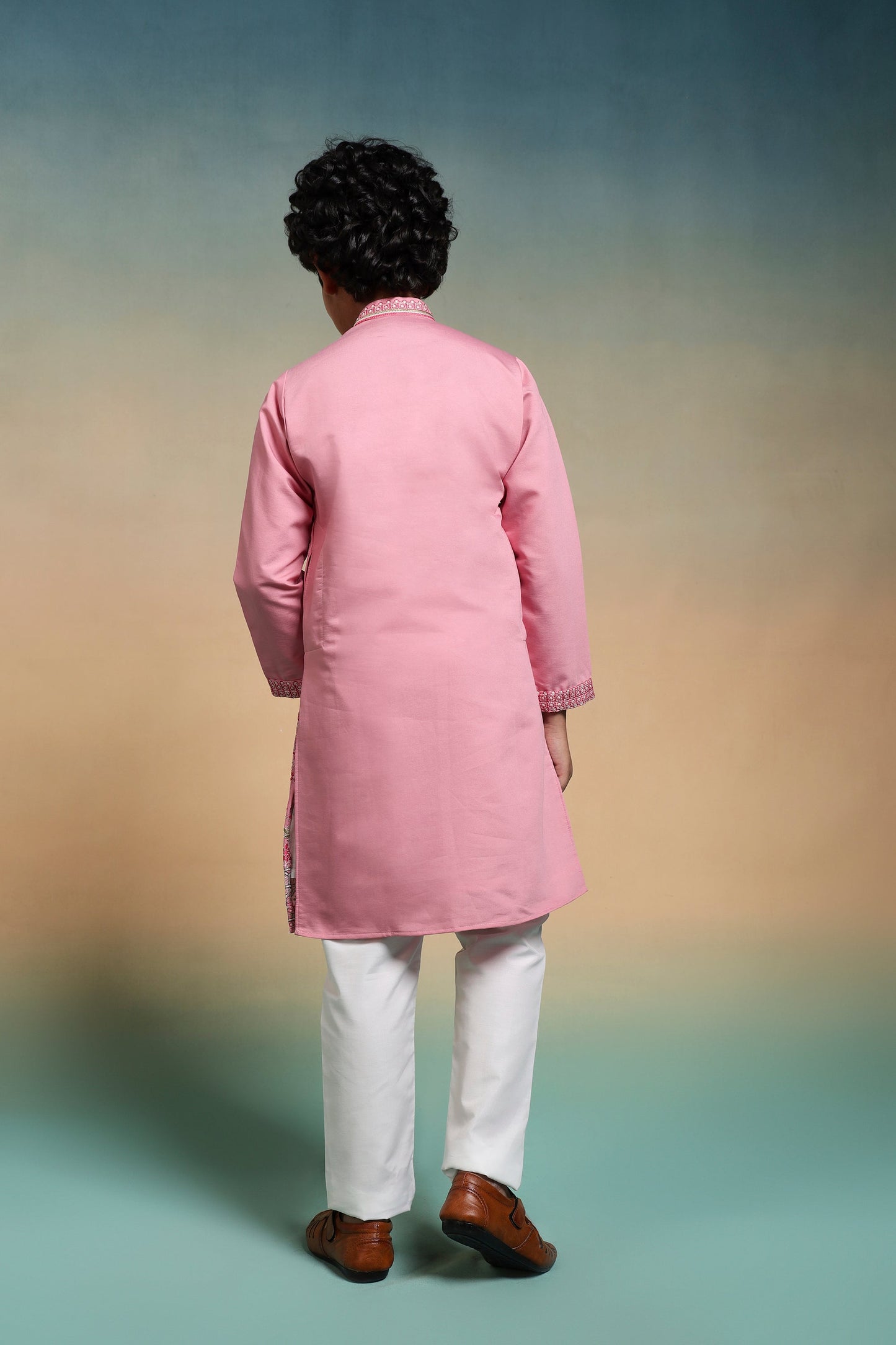 Elegant Pink Embroidered Work Kurta & Pant For Wedding