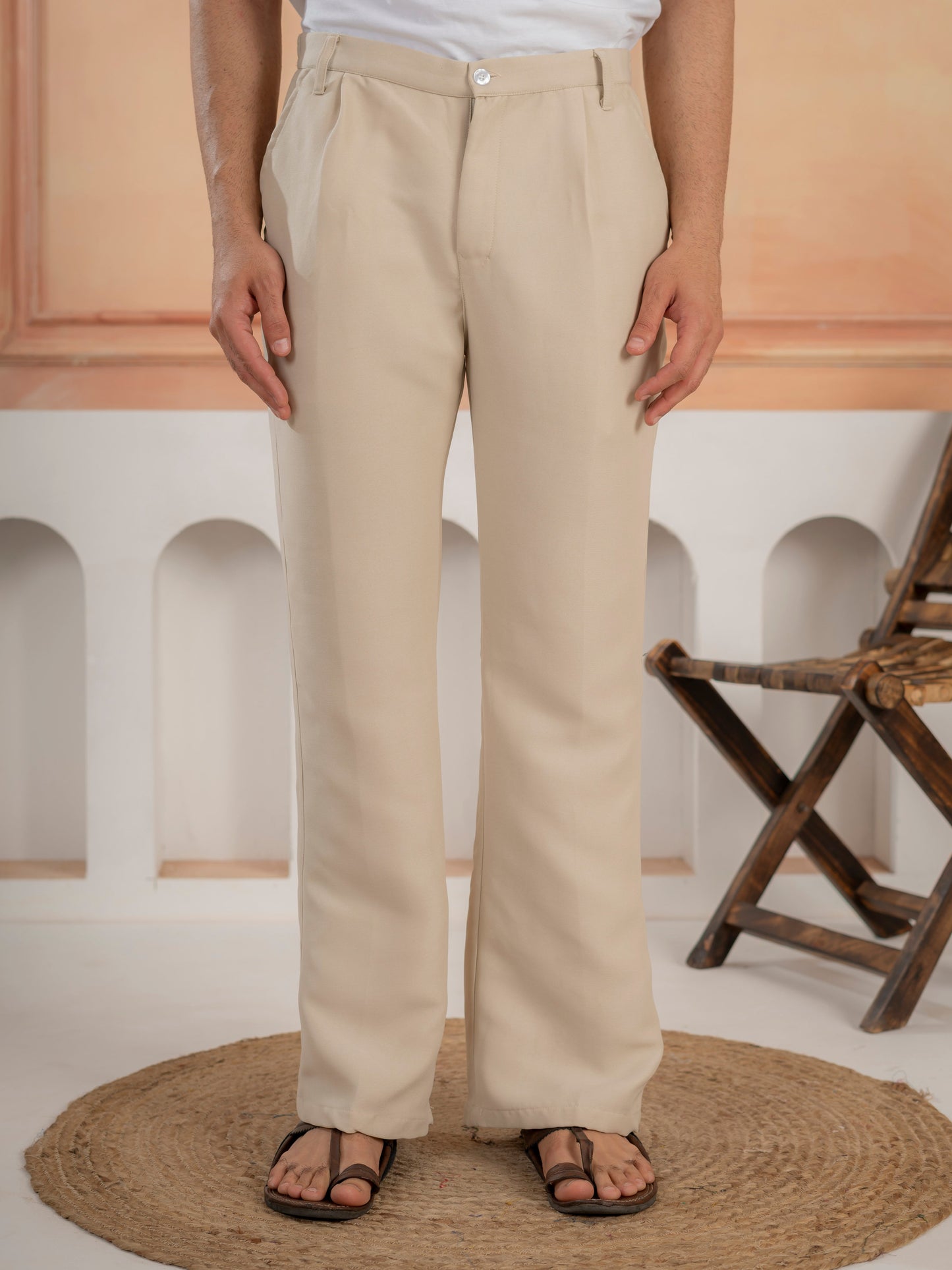Cosmic orange Khadi Silk Mirror Work Bomber Jacket & Beige Pant