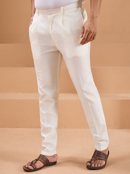 White Color Embroidered and Sequence Mens Kurta Jacket and Pant Set