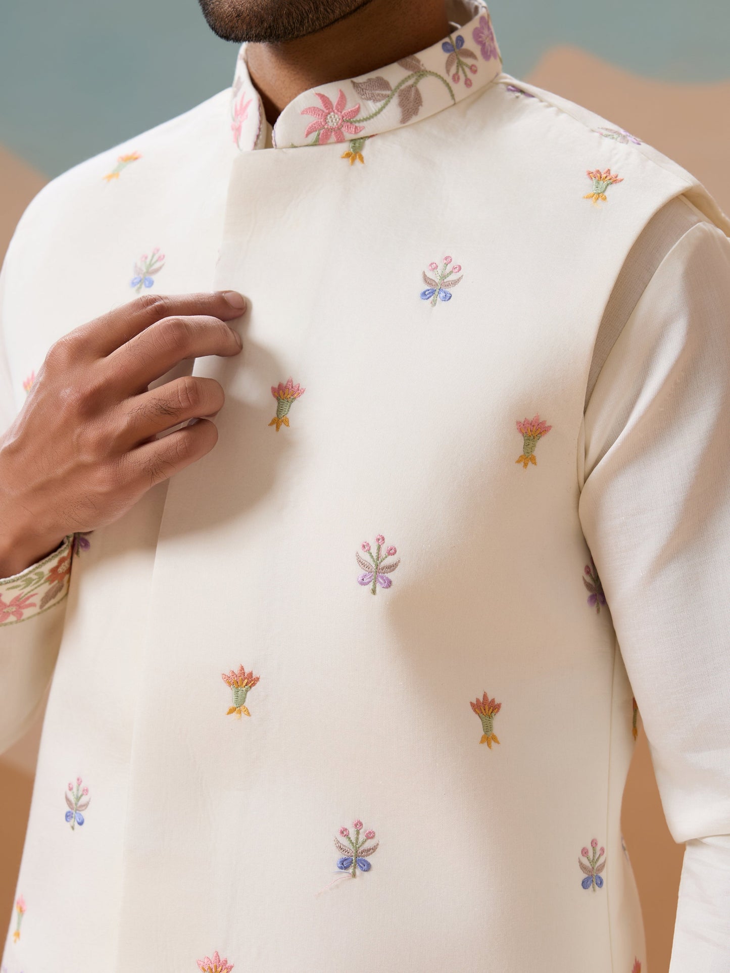 Traditional Mens Wear Kurta Jacket and Pant Outfit for Weddings