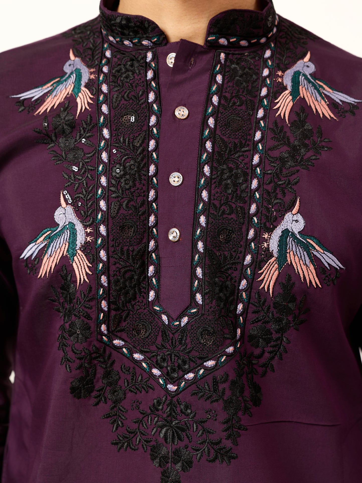 Purple Wedding Special Kurta with Dupatta for Mens Wear