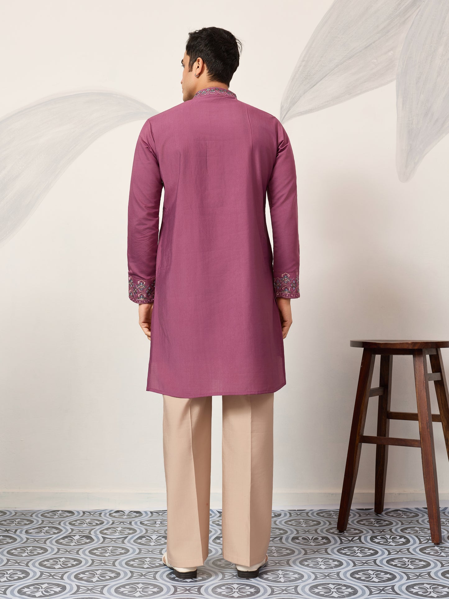 Trendy Pink Color Kurta with Dupatta for Mens Wear