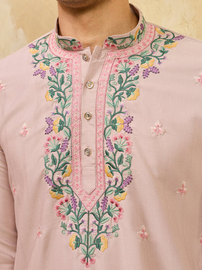 Peach Ethnic Designer Kurta Set with Pant for Festive Wear