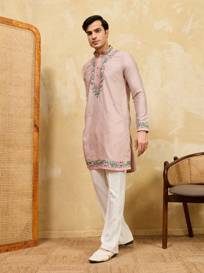 Peach Ethnic Designer Kurta Set with Pant for Festive Wear