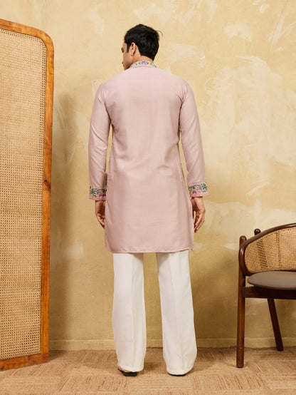Peach Ethnic Designer Kurta Set with Pant for Festive Wear