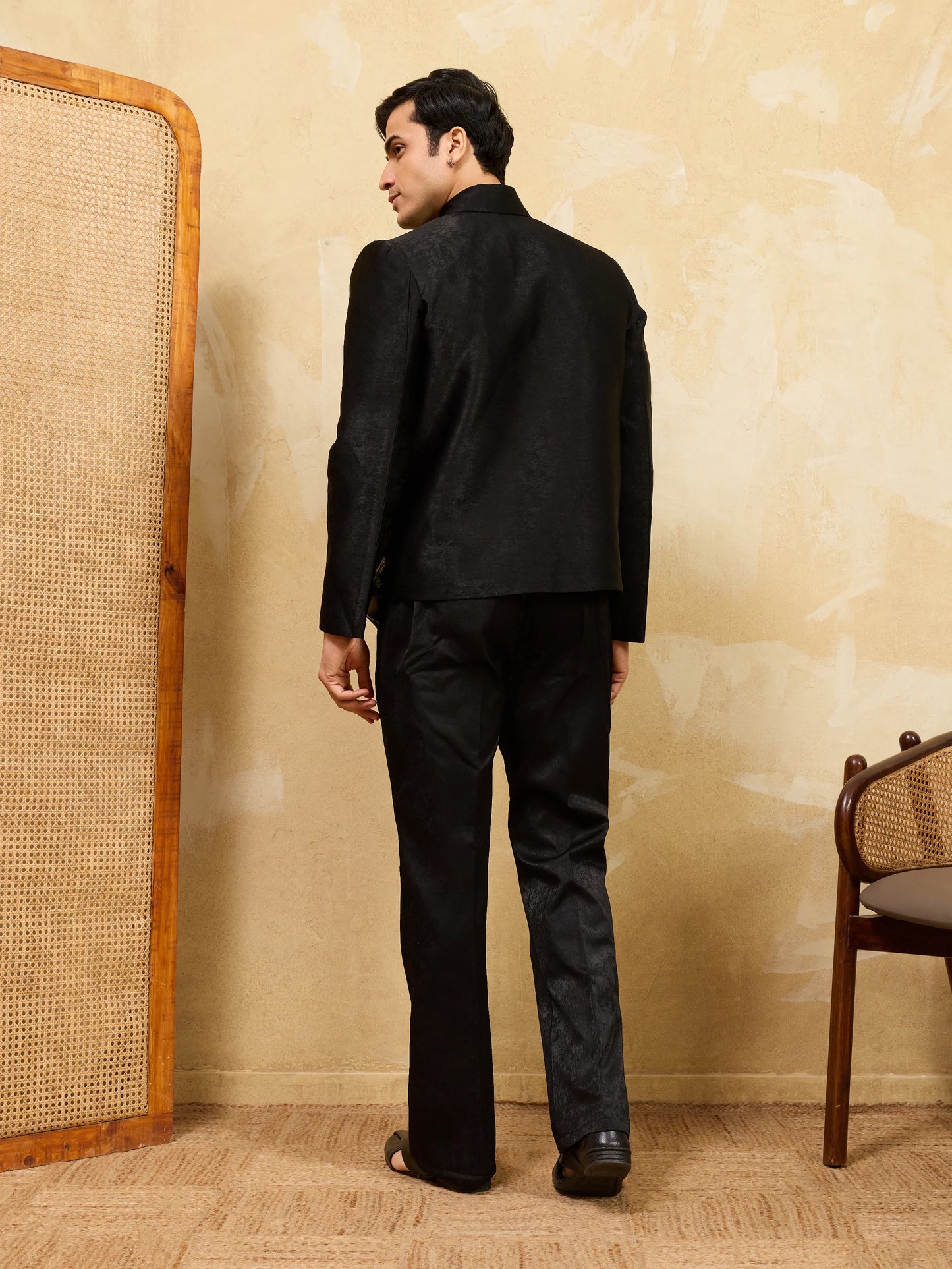 Luxury Black Bomber Jacket with Pant for Men Wedding Wear