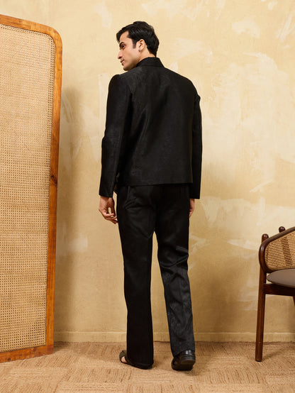 Luxury Black Bomber Jacket with Pant for Men Wedding Wear