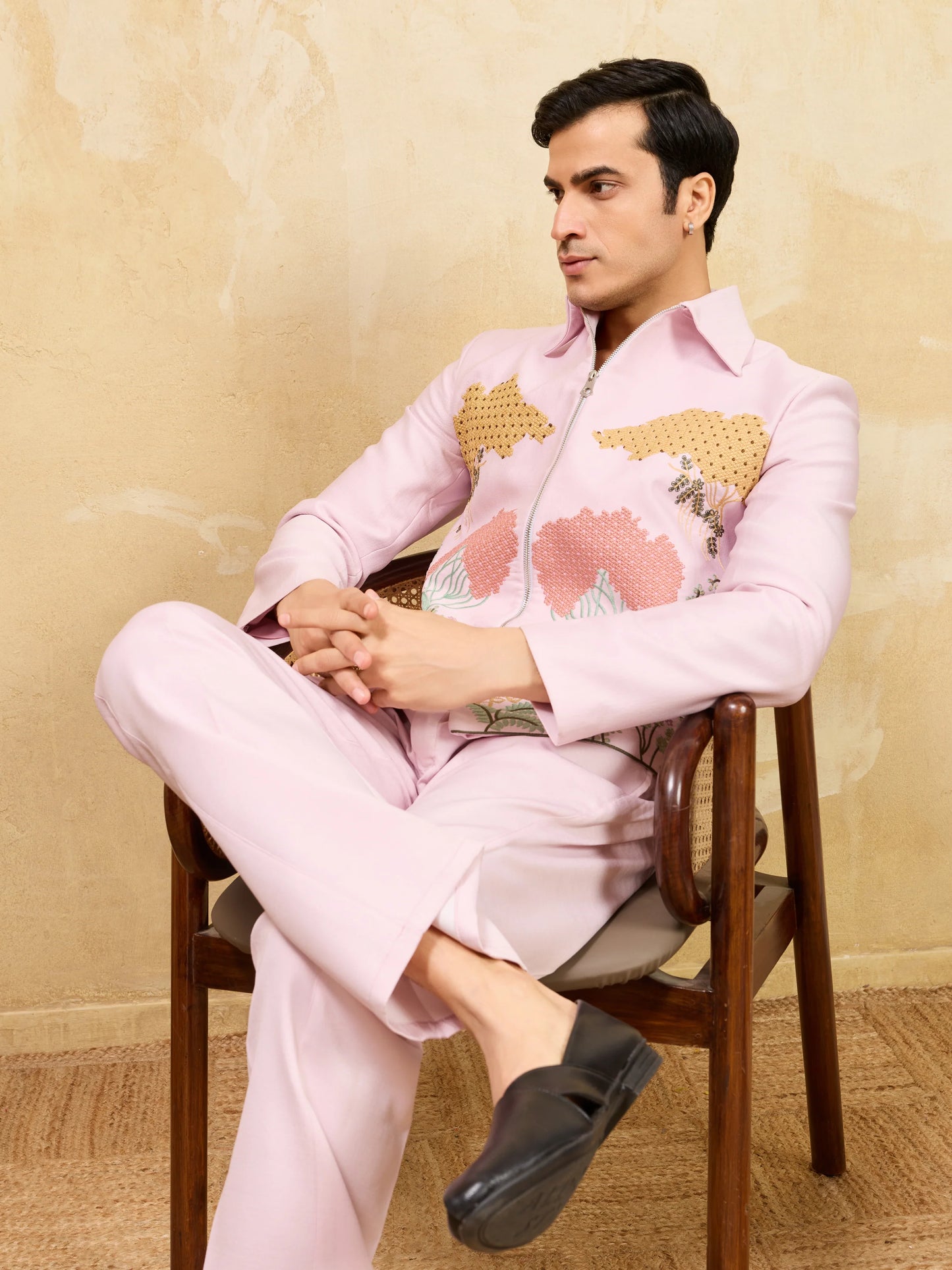 Pink Bomber Jacket with Pant for Men's