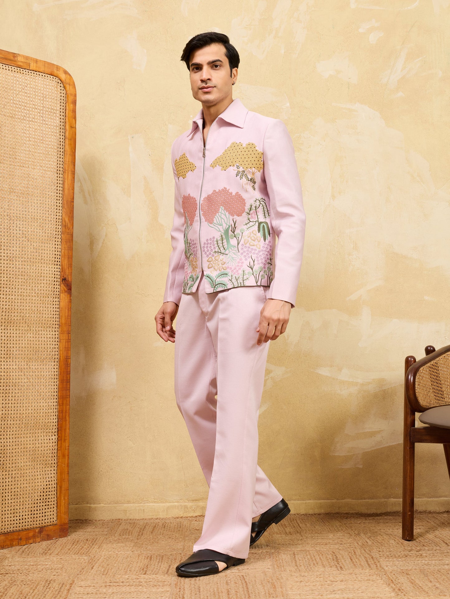 Pink Bomber Jacket with Pant for Men's