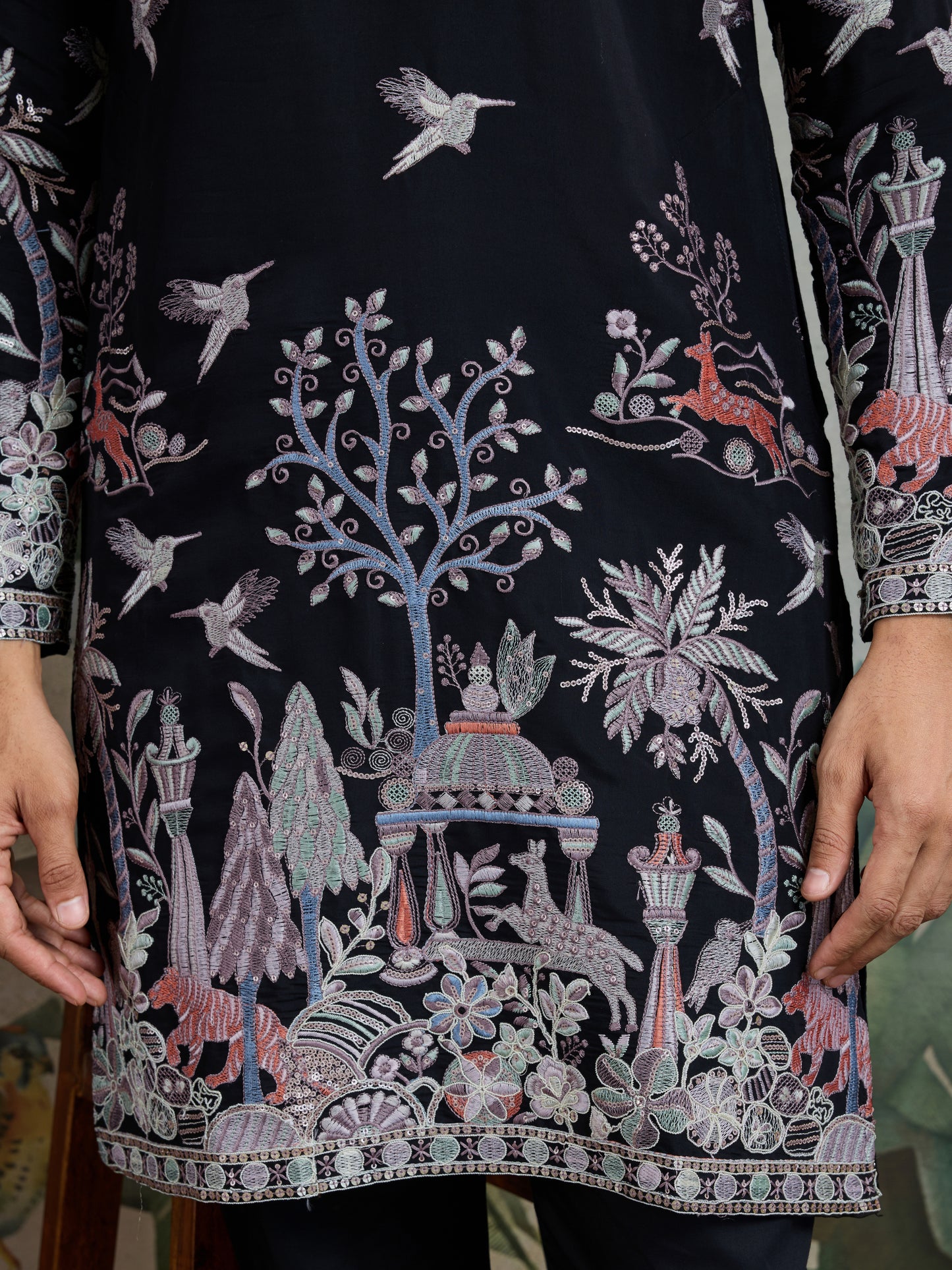 Beautiful Black Viscose Silk Kurta mens wear