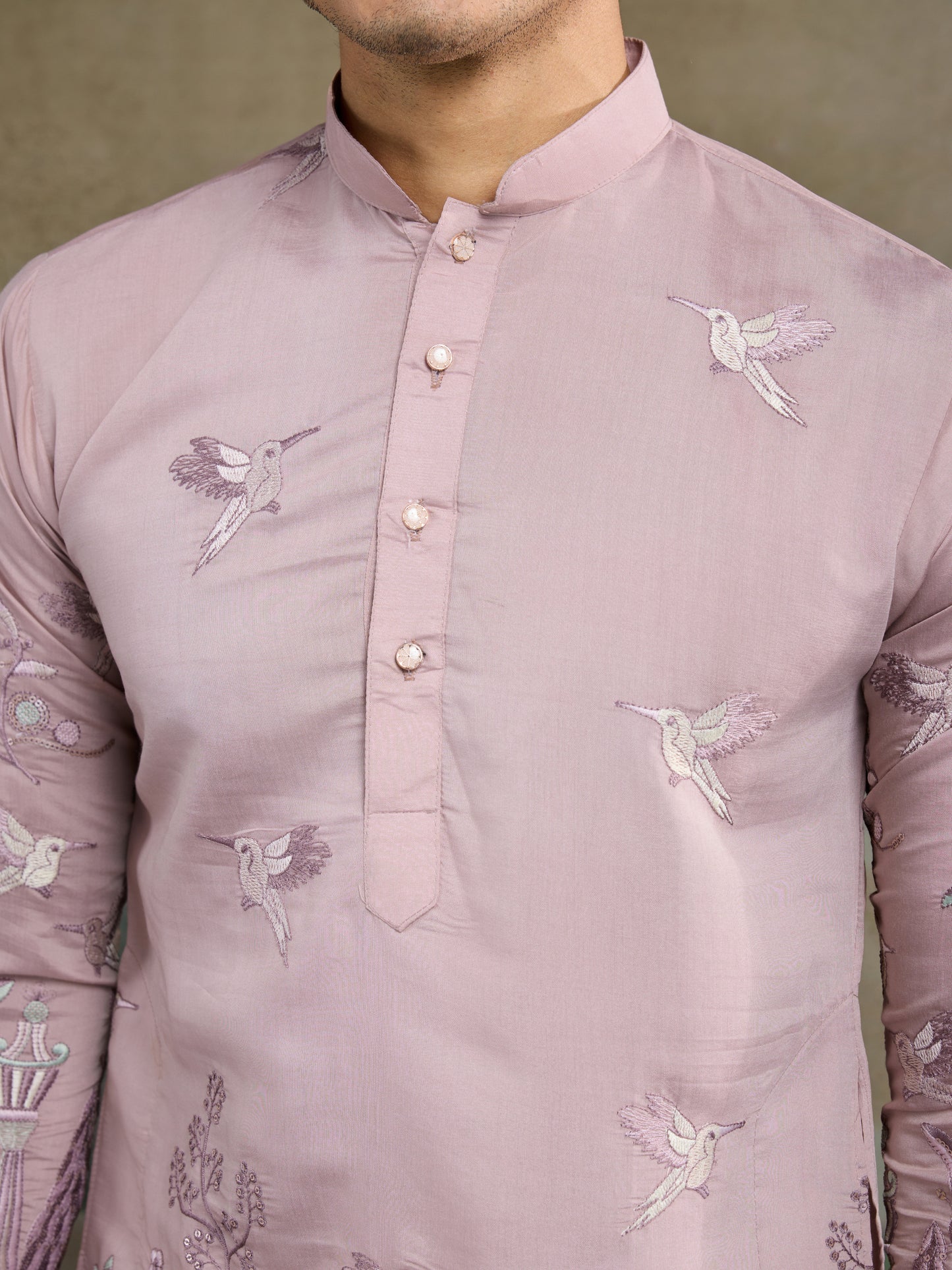 Designer Peach Viscose Silk fancy kurtas for men