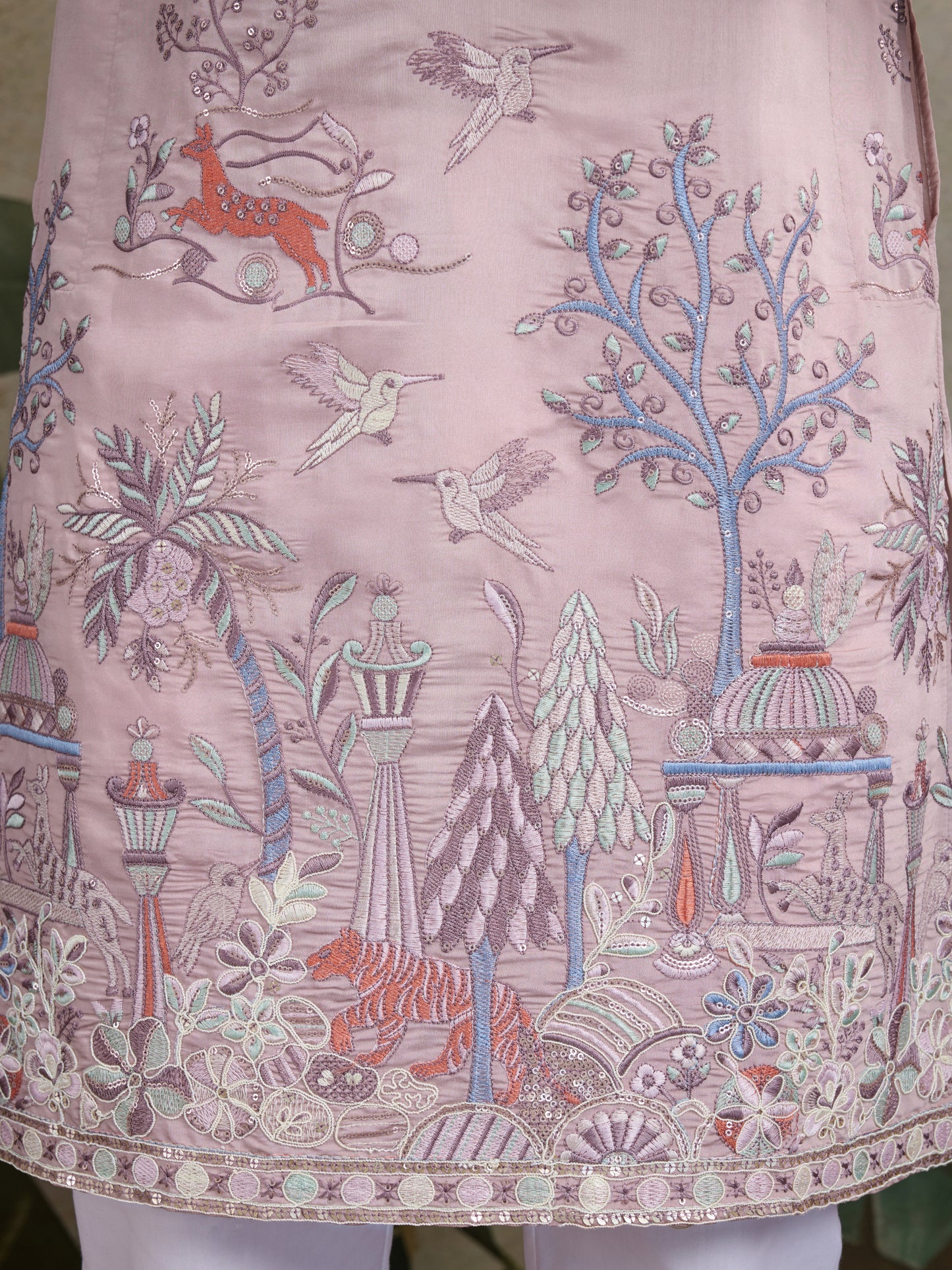 Designer Peach Viscose Silk fancy kurtas for men