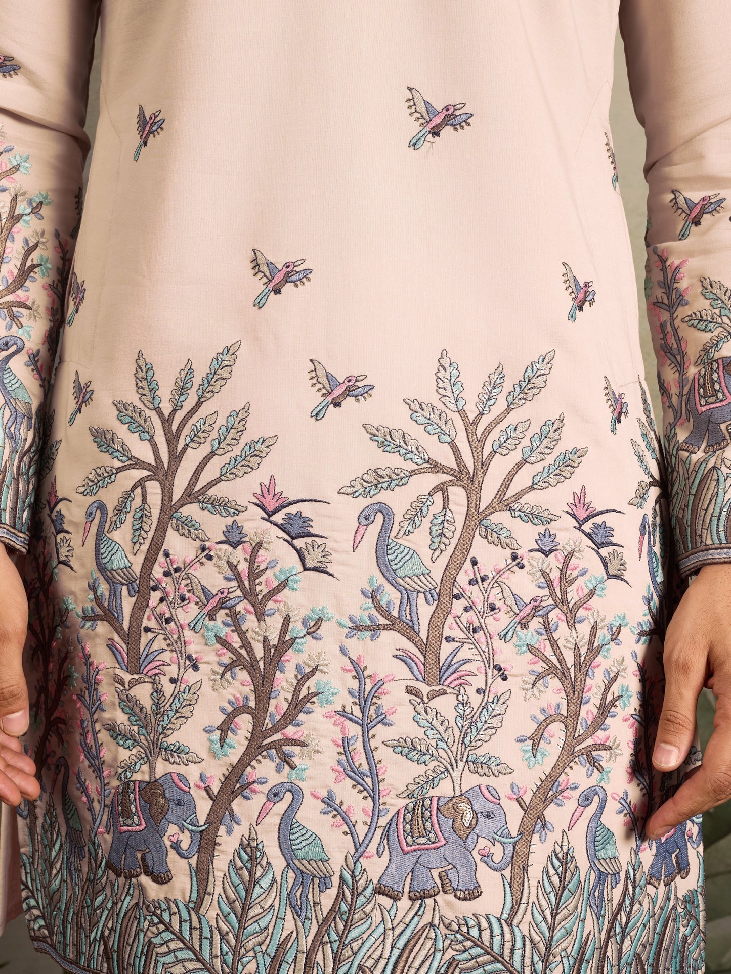 Beige Embroidered Work Beautiful Kurta for Men