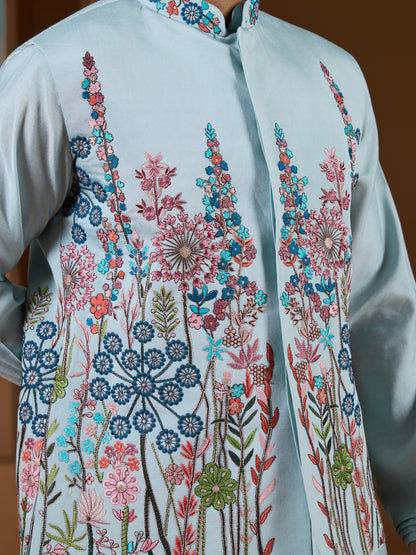 Unique Pista Color Koti Kurta Set for Men’s Style
