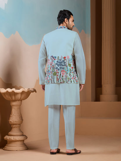 Unique Pista Color Koti Kurta Set for Men’s Style