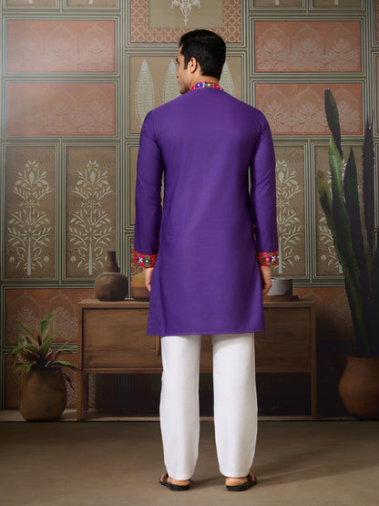 Readymade Purple Mens Kurta for Navratri Look