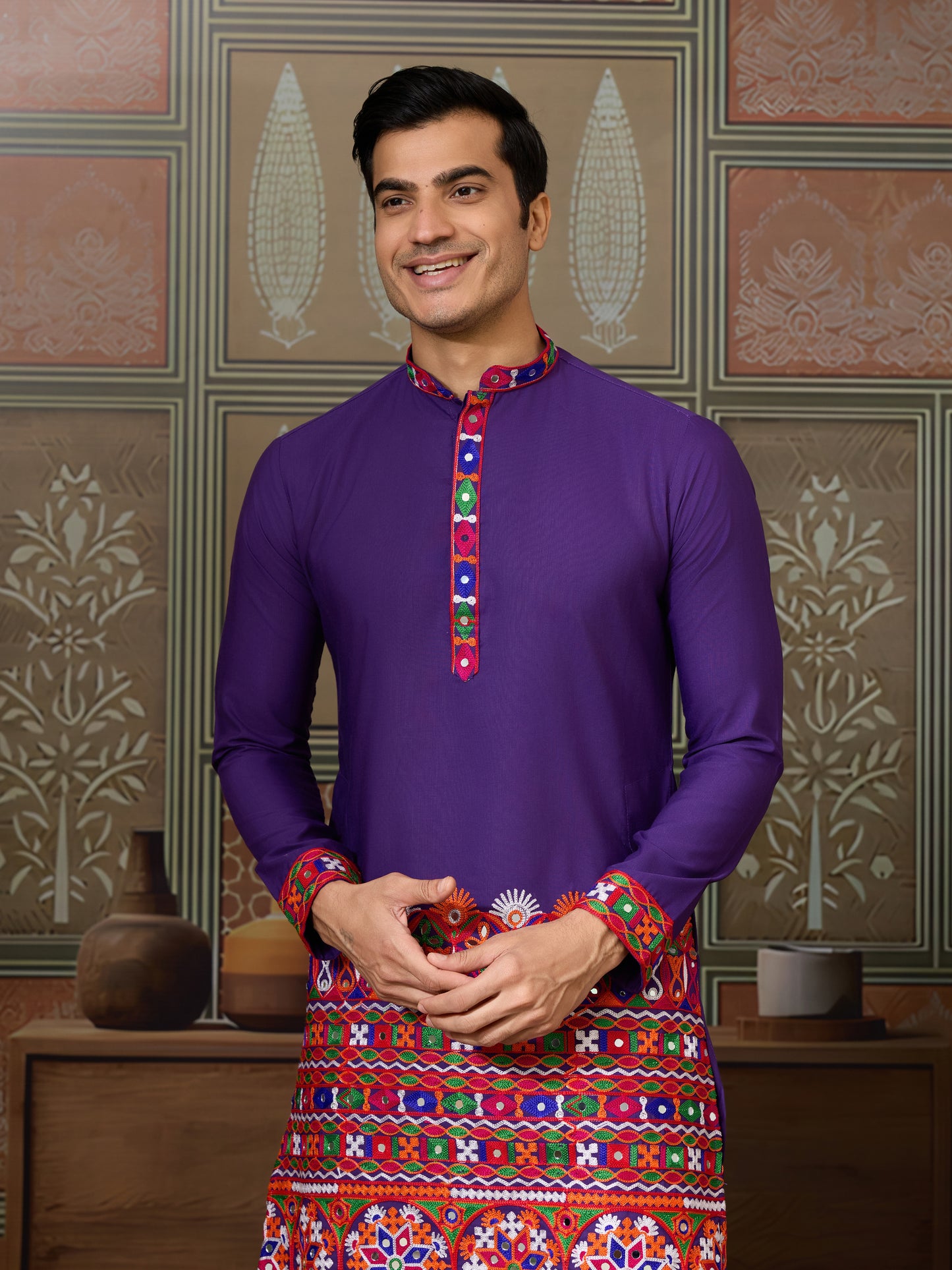 Readymade Purple Mens Kurta for Navratri Look
