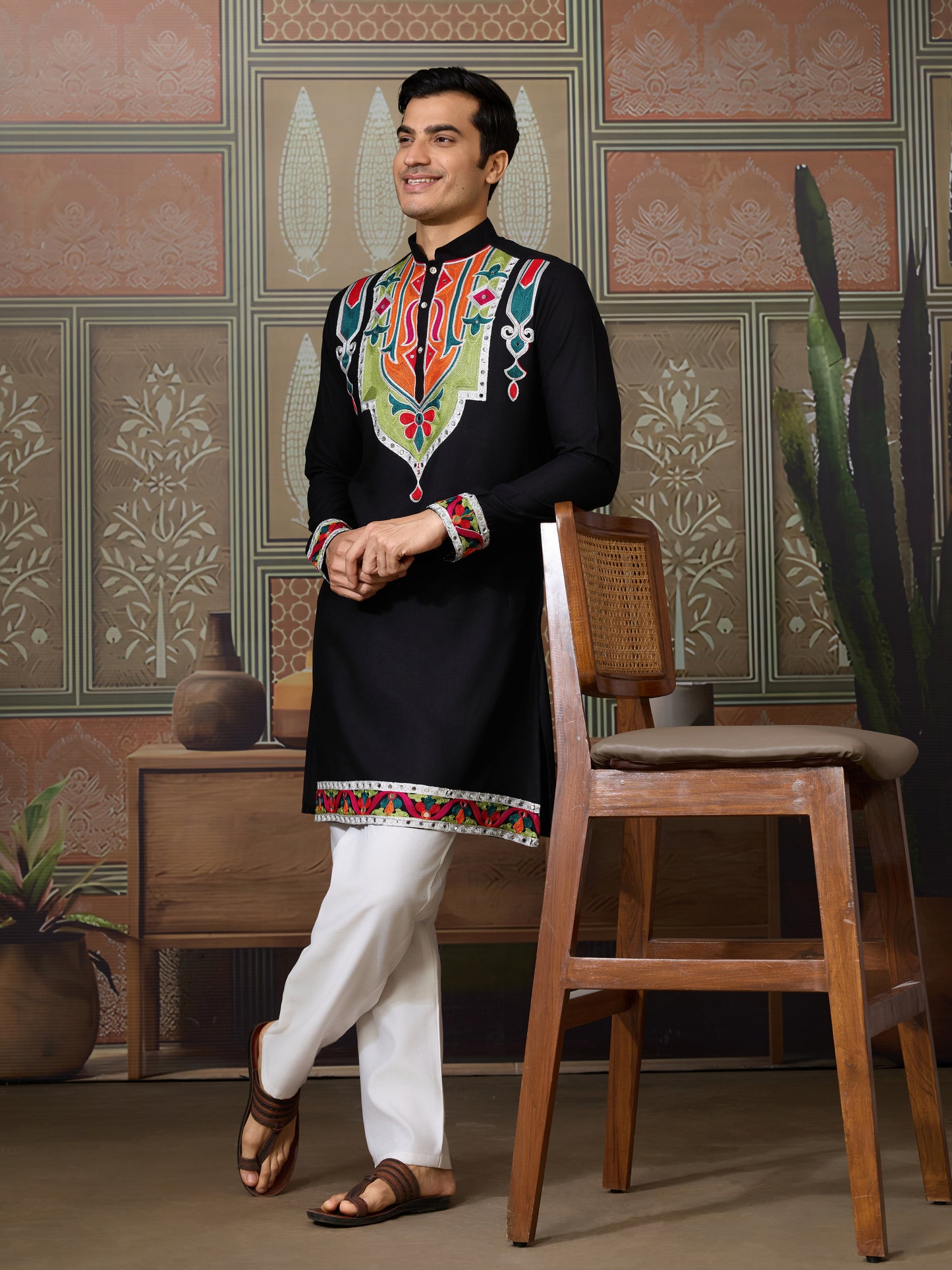 Black Trending Designer Festival Wear Men’s Kurta