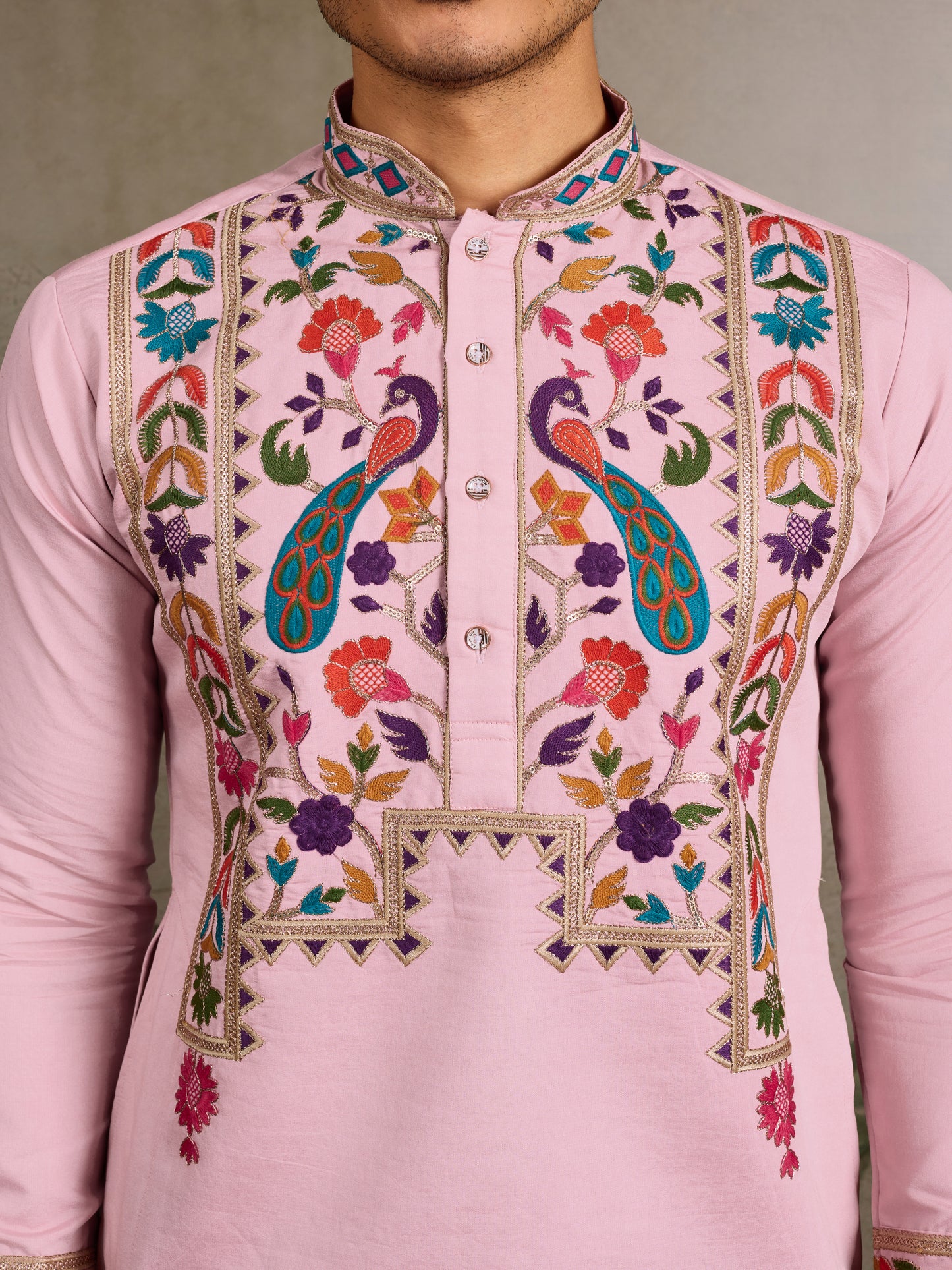 Pink Stylish Traditional Kurta for Mens Wear