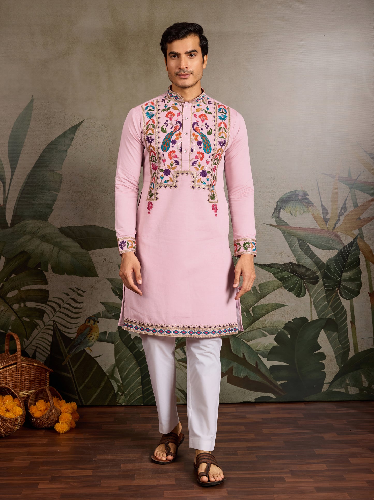 Pink Stylish Traditional Kurta for Mens Wear