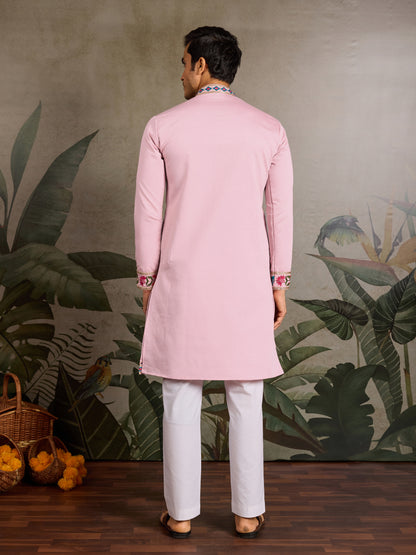 Pink Stylish Traditional Kurta for Mens Wear