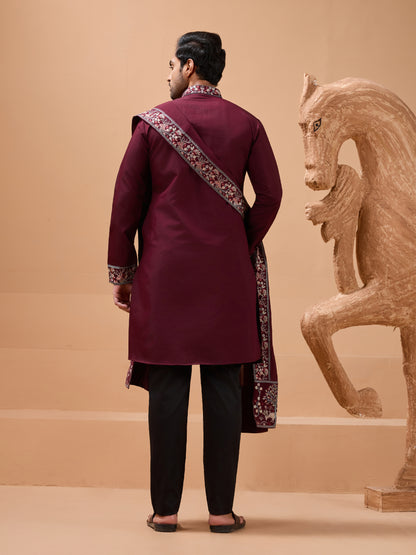 SigLatest nature Maroon Kurta and Dupatta for Mens Wear