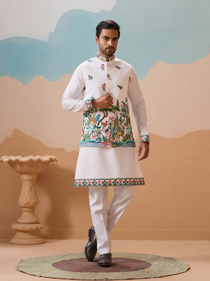 Vantara Style Premium White Mens Wear Koti Kurta Collection