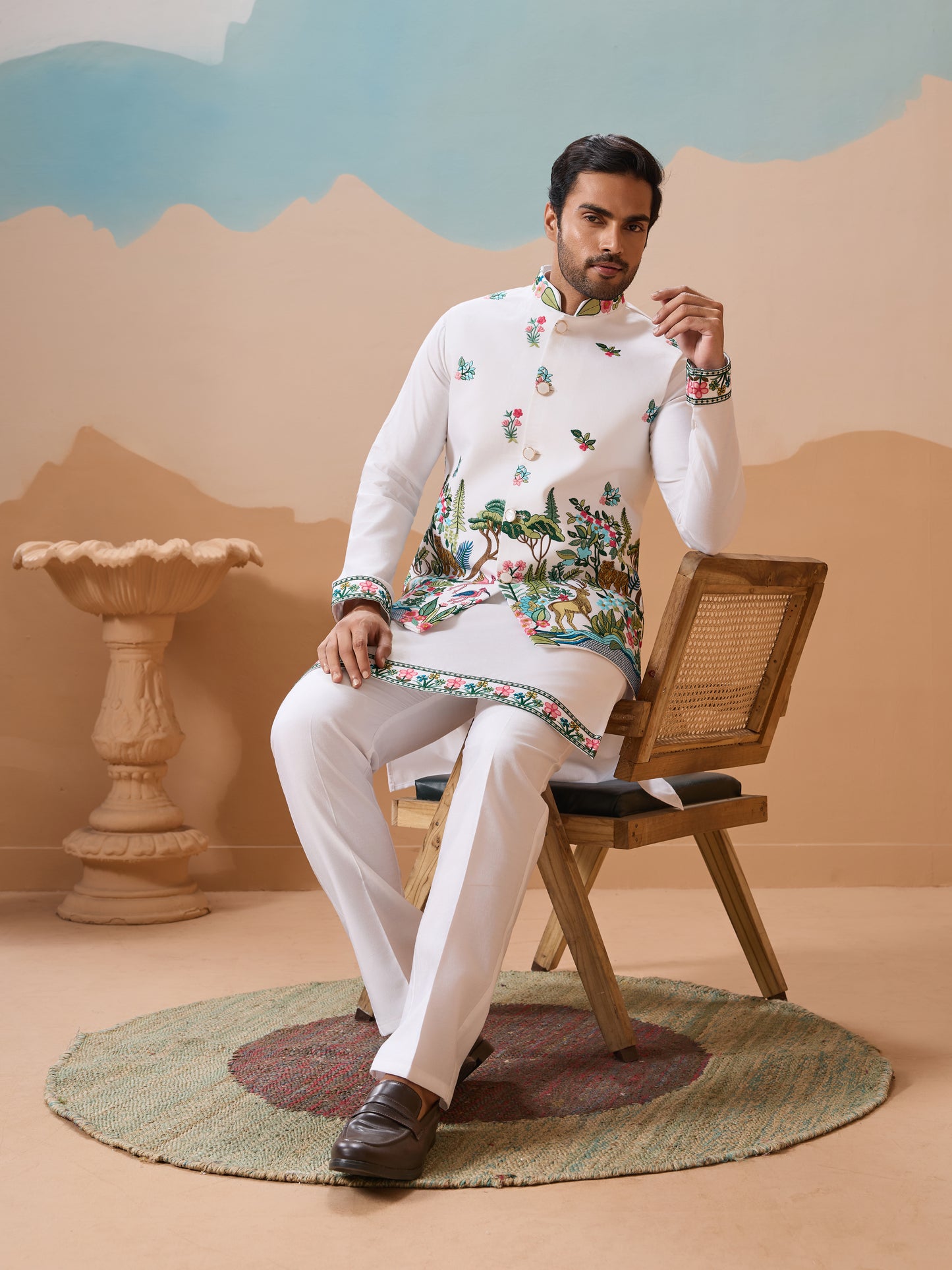 Vantara Style Premium White Mens Wear Koti Kurta Collection