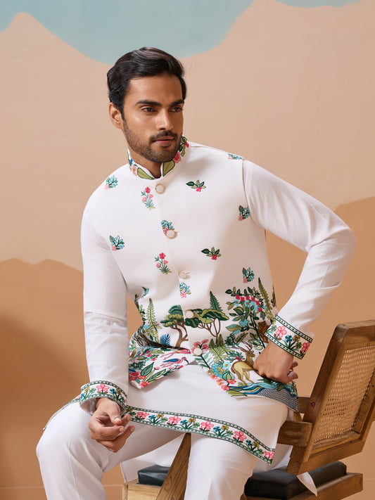 Vantara Style Premium White Mens Wear Koti Kurta Collection