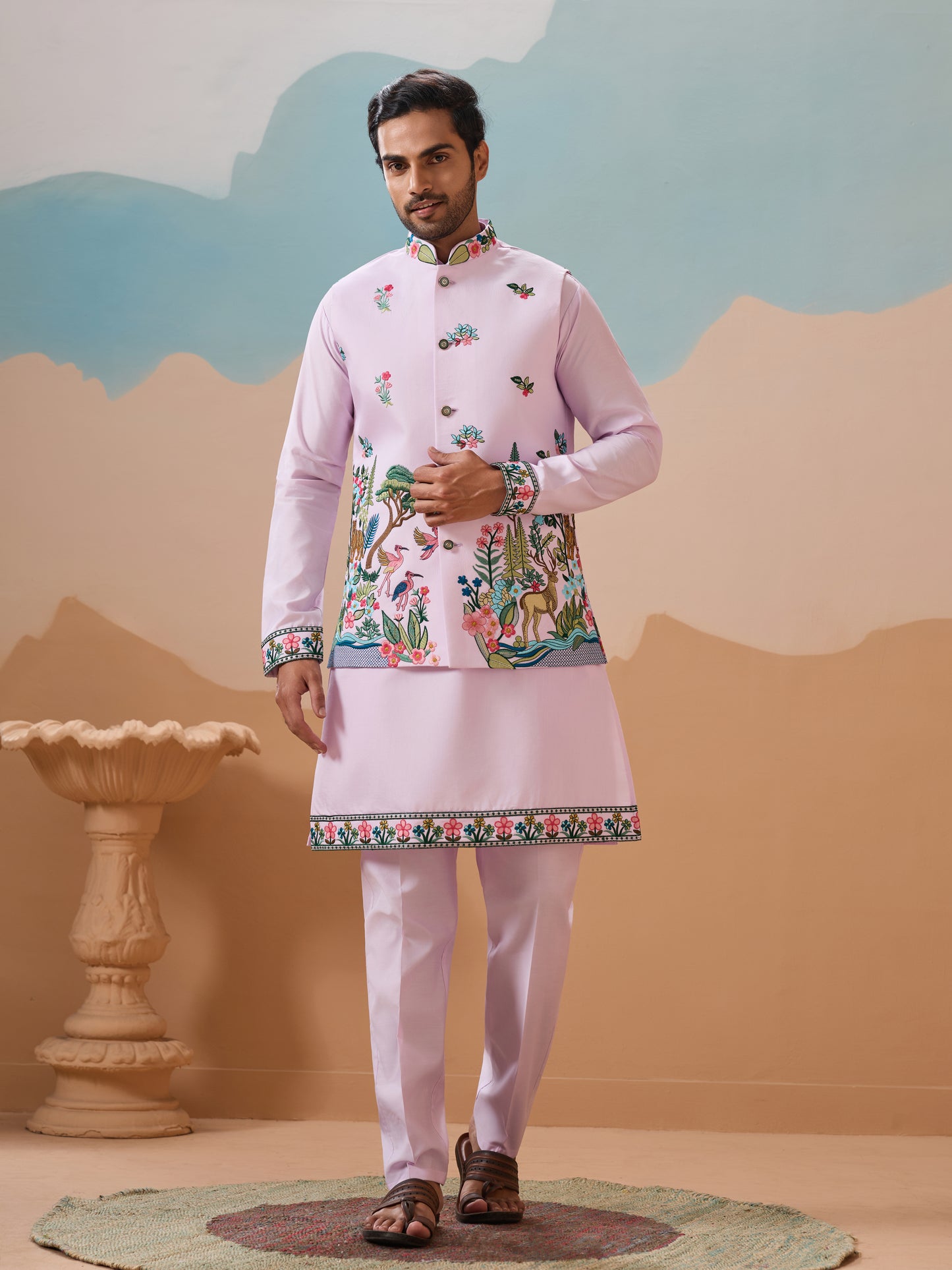 Vantara Design Luxury Lavender Mens Wear Koti Kurta