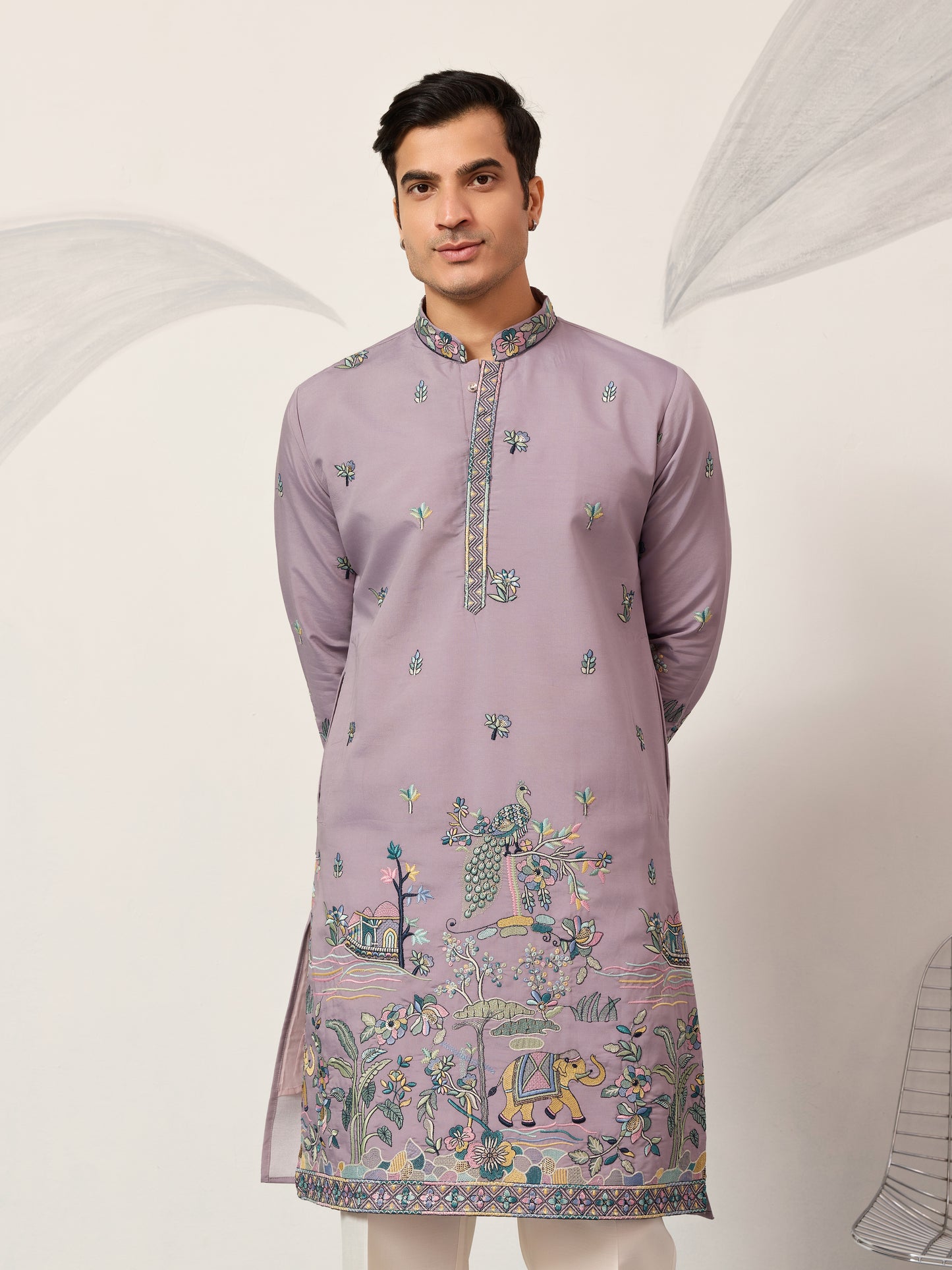 Traditional Purple Wedding Kurta for Mens Wear
