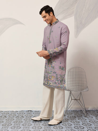 Traditional Purple Wedding Kurta for Mens Wear
