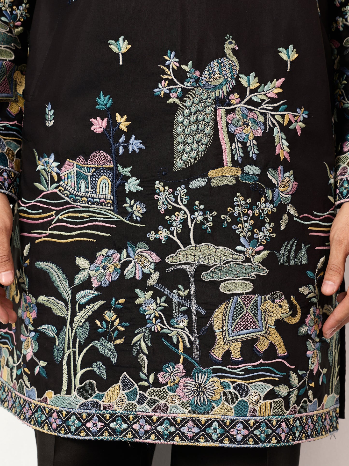 Special Wedding Celebration Ethnic Black Kurta for Mens Wear