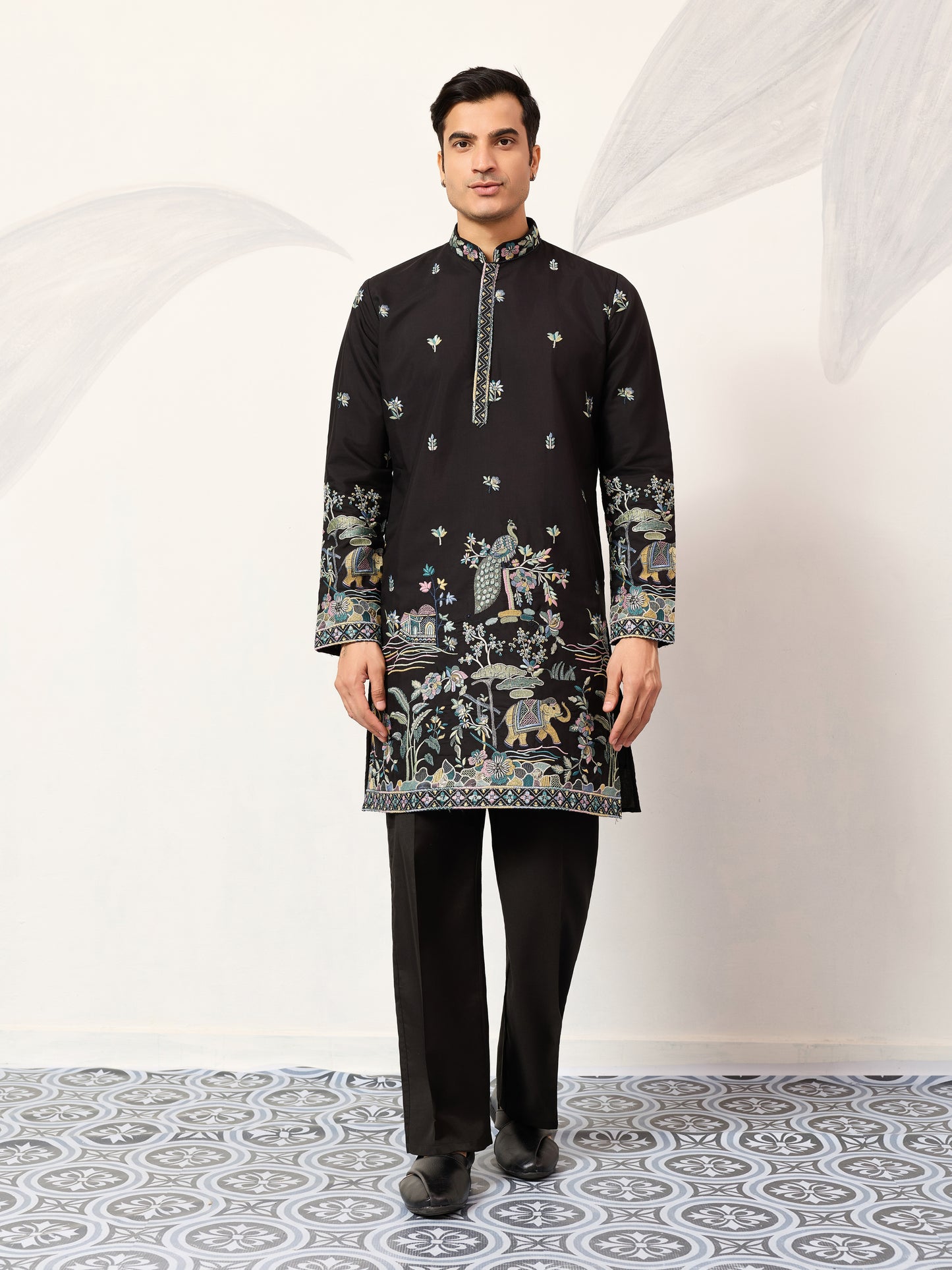 Special Wedding Celebration Ethnic Black Kurta for Mens Wear