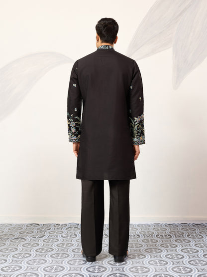Special Wedding Celebration Ethnic Black Kurta for Mens Wear