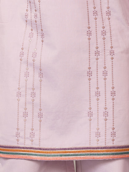 Royal Look Lavender V Neck Kurta Pant for Mens Wear