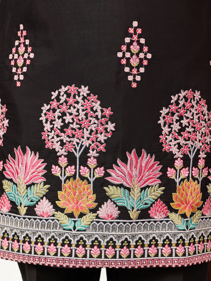 Ethnic Speical Classic Black Embroidered Kurta for Mens