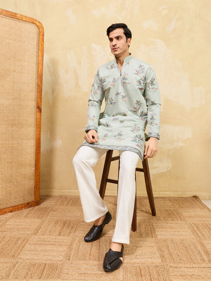 Elegant Light Green Viscose Silk Kurta & Pant Set for Festive Occasions