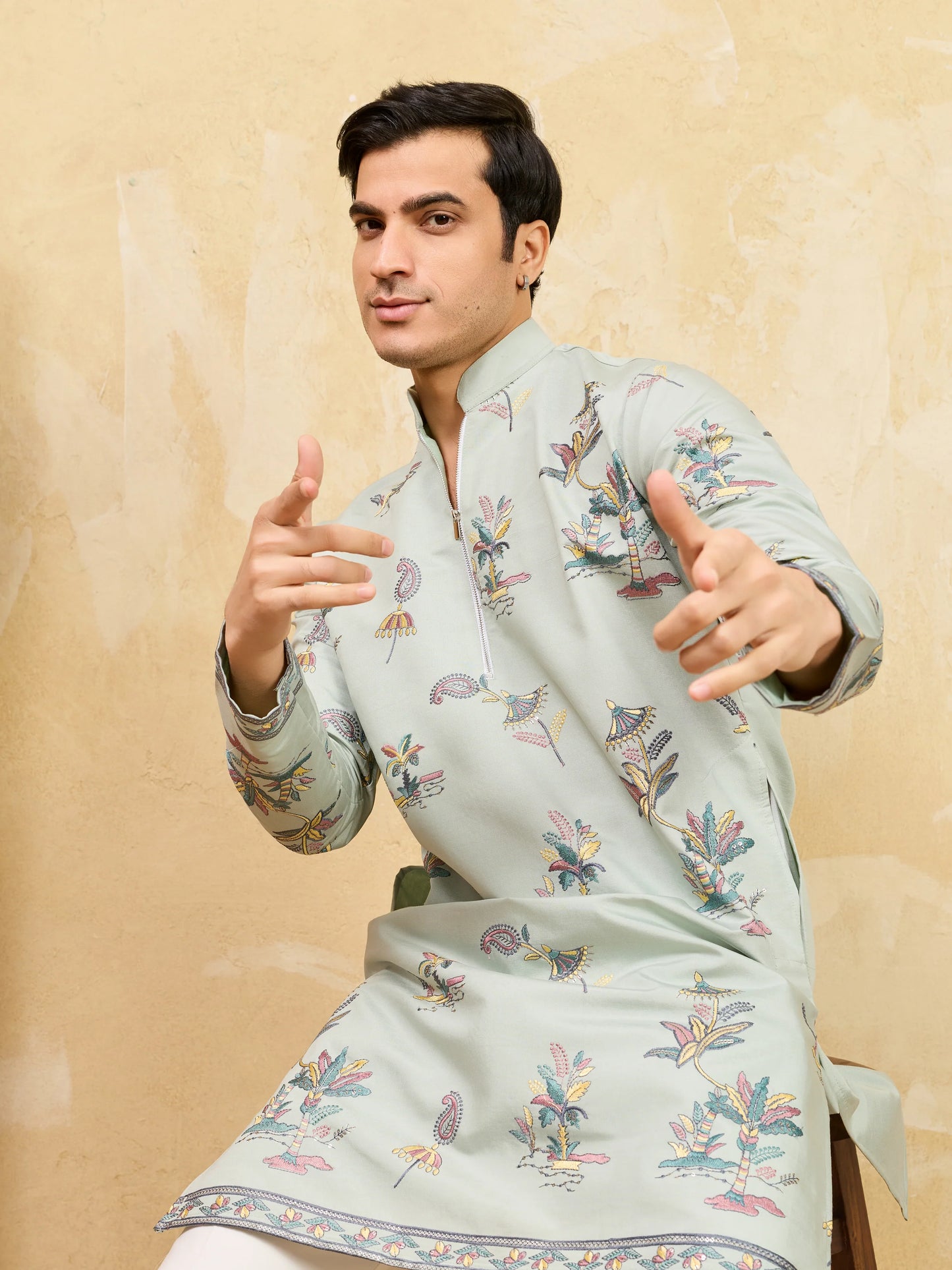 Elegant Light Green Viscose Silk Kurta & Pant Set for Festive Occasions