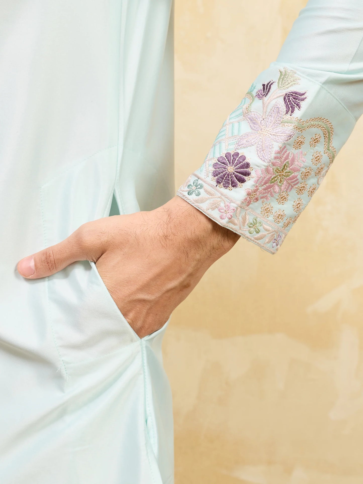 Elegant Light Green Viscose Silk Thread Work Kurta Set For Special Occasion