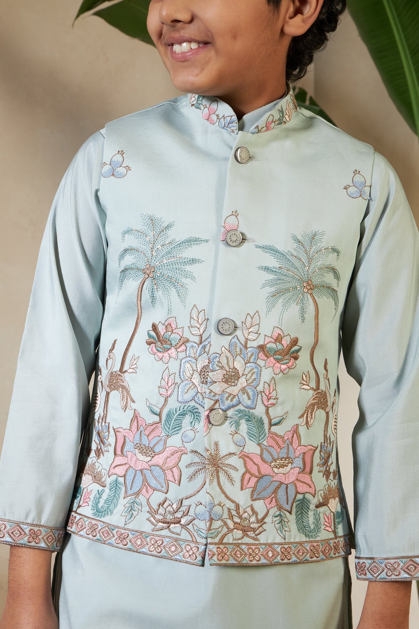 Pista Green Koti Kurta Set For Festive Wear